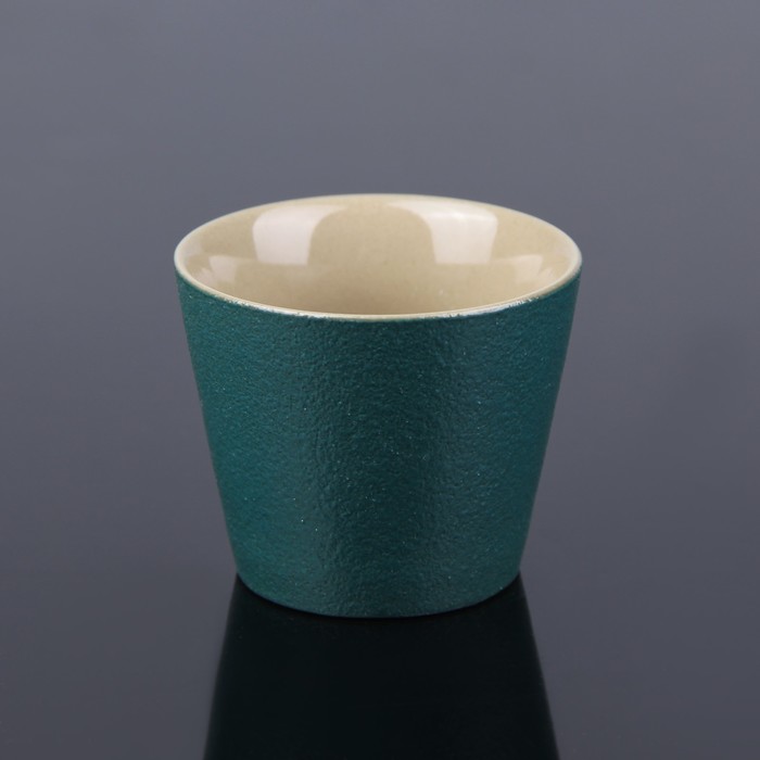 Набор чайный "Восход", 7 предметов: чашка 80 мл, чайник 200 мл, цвет зелено-голубой