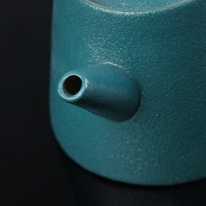 Набор чайный "Восход", 7 предметов: чашка 80 мл, чайник 200 мл, цвет зелено-голубой