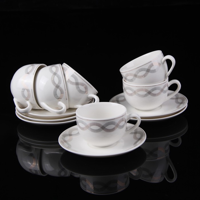 Сервиз кофейный "Диона", 12 предметов: 6 чашек 120 мл 8,7х7х4 см, 6 блюдец 10,8 см