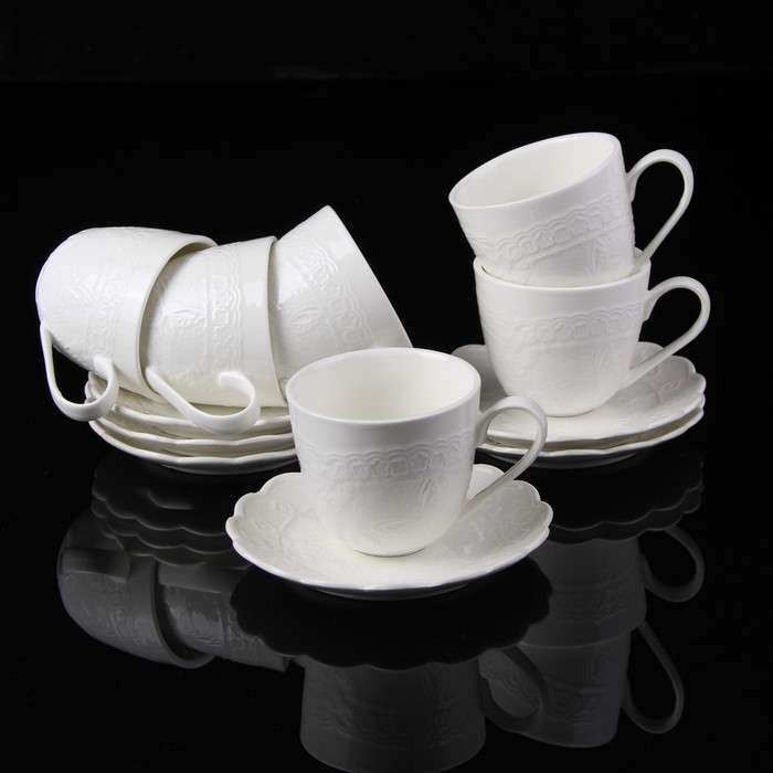 Сервиз кофейный "Селена", 12 предметов: 6 чашек 200 мл 11х8х7,5 см, 6 блюдец 13,5 см