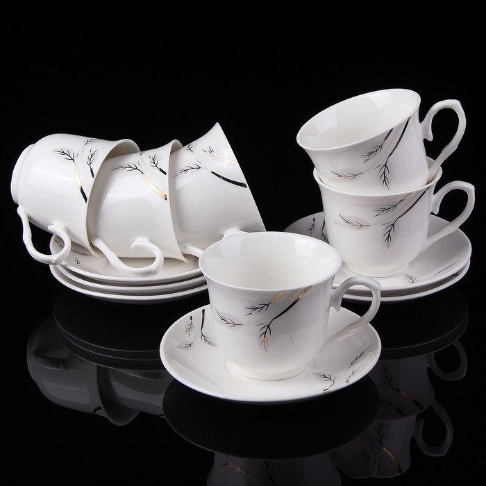 Сервиз кофейный "Антея", 12 предметов: 6 чашек 170 мл 10,3х7,3х6,8 см, 6 блюдец 12,5 см