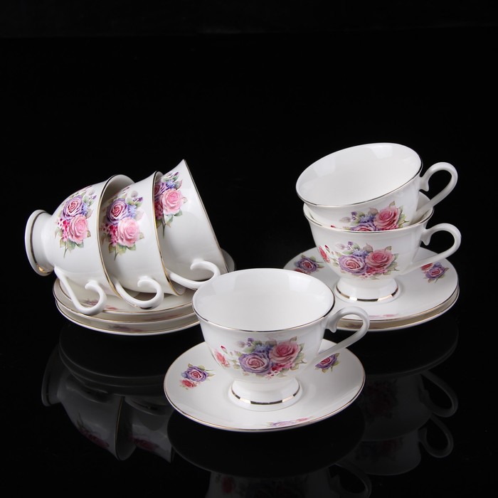 Сервиз чайный "Ирида", 12 предметов: 6 чашек 11,5х9,2х6,7 см 180 мл, 6 блюдец 13 см