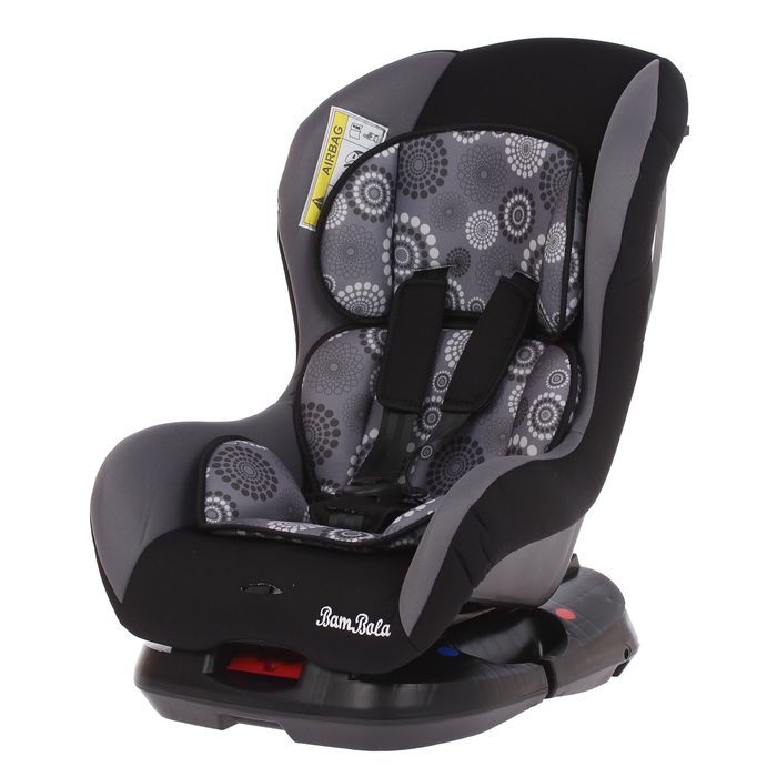 Автокресло Bambino, группа 0+/1, рисунок одуванчик, цвет серый/чёрный