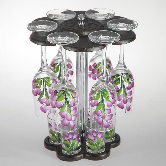 Мини-бар "Лаванда" 12 предметов, художественная роспись 200/50 мл