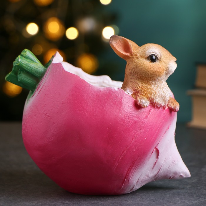 Фигурное кашпо "Редиска с зайцем", 17*15 см