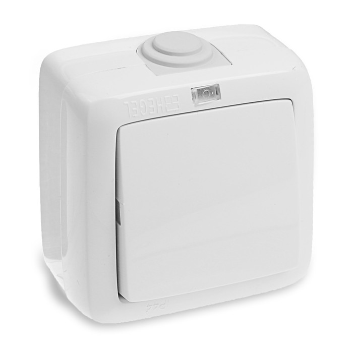 Переключатель HEGEL ВА10-262, 10 А, 1 клавиша, наружный, с индикацией, IP44, белый