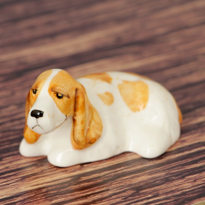 Статуэтка фарфоровая "Русский Спаниэль оранжевый", 4,5 см, авторская роспись