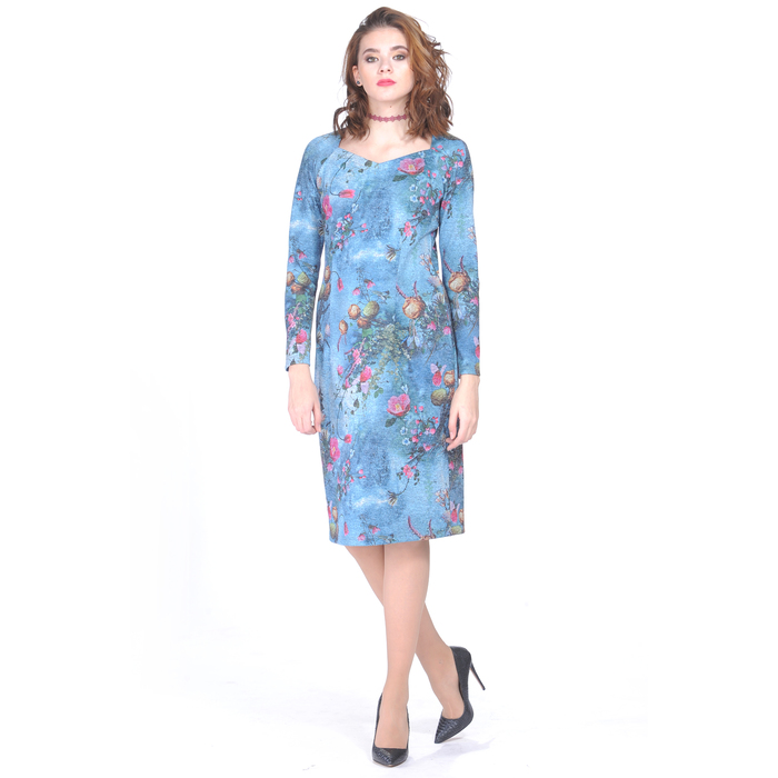 Платье женское 7005, цвет голубой, р-р 48, рост 164