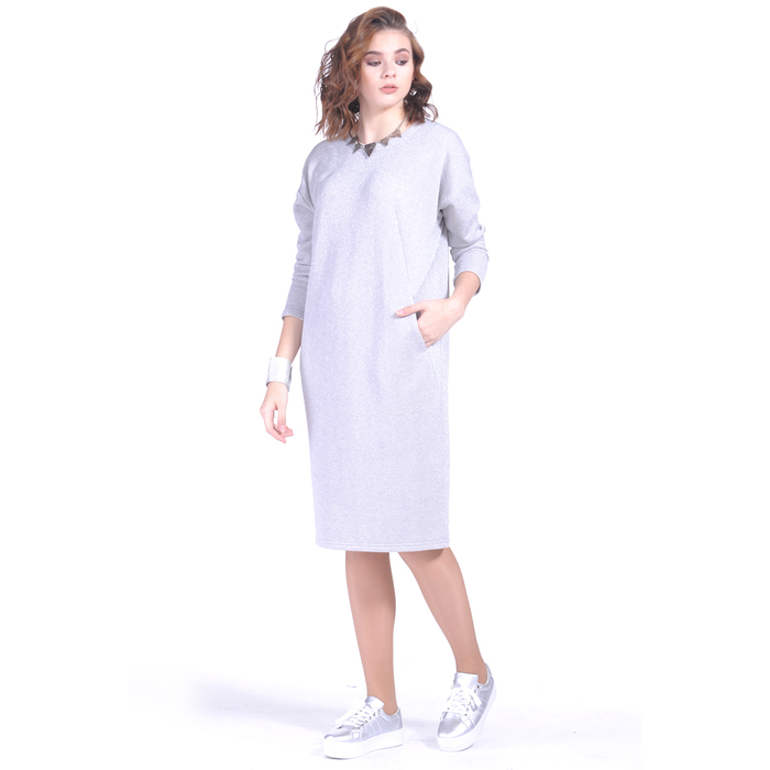 Платье женское 6994, цвет светло-серый, р-р 52, рост 164