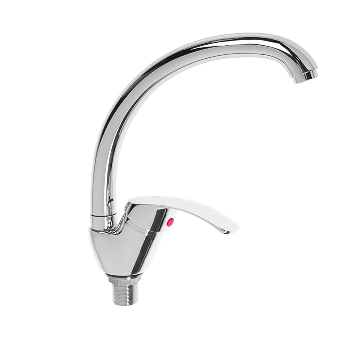 Смеситель для кухни "ЦС-СМ 24614", однорычажный, высокий излив, на гайке, латунь, хром