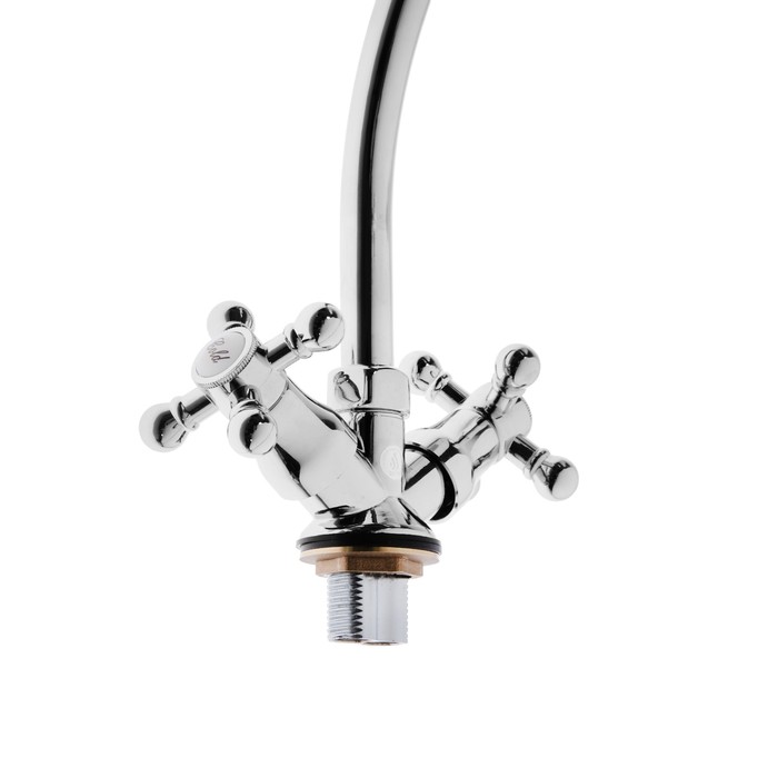 Смеситель для кухни "ЦС-СМ 41149", двухрычажный, высокий излив, хром