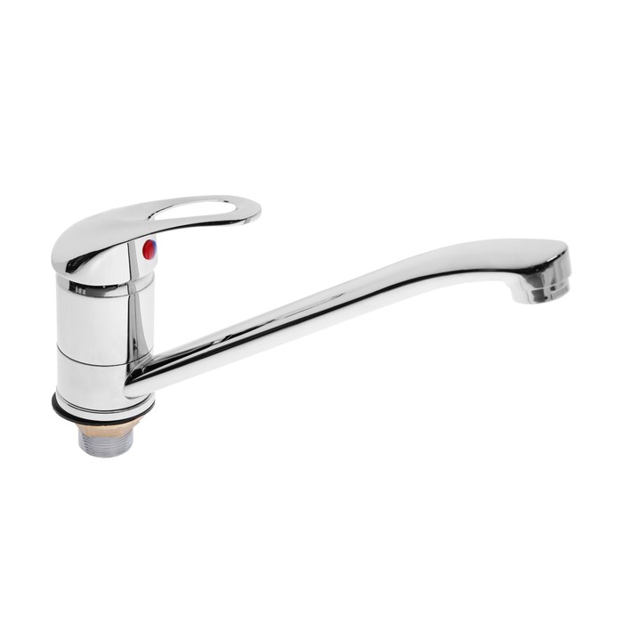 Смеситель для кухни "ЦС-СМ 10610", однорычажный, низкий излив, на гайке, хром