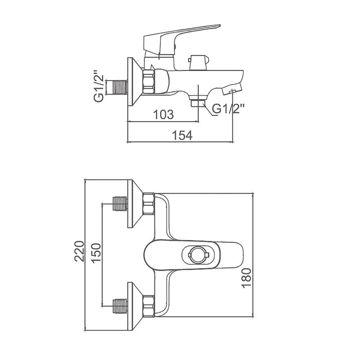 Cмеситель для ванны Accoona A6317, однорычажный, короткий излив, латунь, хром