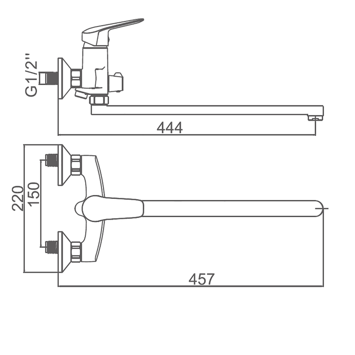 Cмеситель для ванны Accoona A7118, однорычажный, латунь, хром