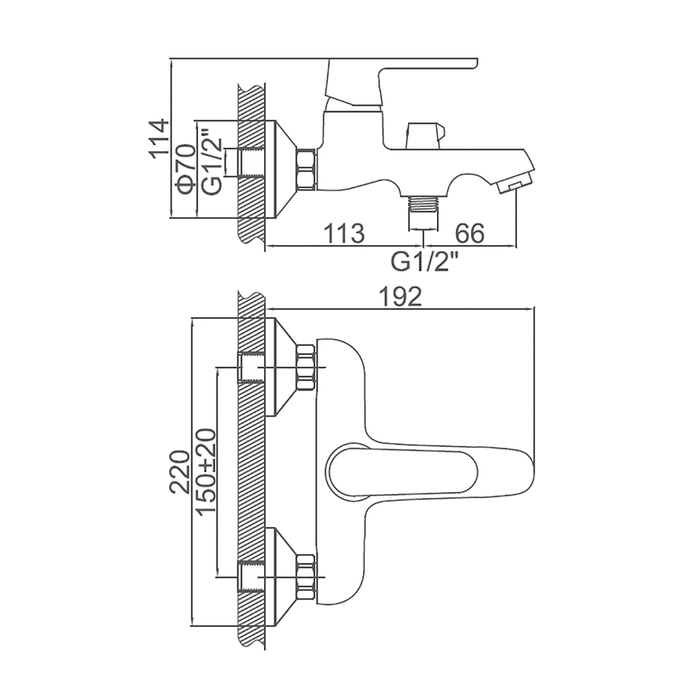 Cмеситель для ванны Accoona A6319, с набором цветных накладок на ручку, латунь, хром