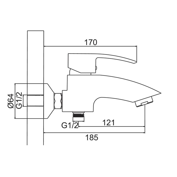 Cмеситель для ванны Accoona A6321, однорычажный, короткий излив, силумин, хром