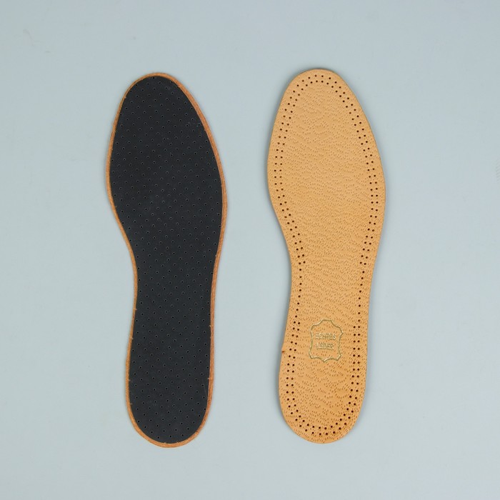 фото Стельки для обуви антибактериальные, двухслойные, 35-36р-р, пара, цвет бежевый, leather carbon tarrago