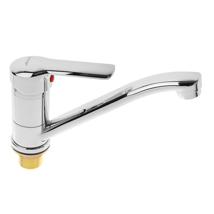 Cмеситель для кухни Accoona A4268, однорычажный, с гайкой, средний излив, силумин, хром