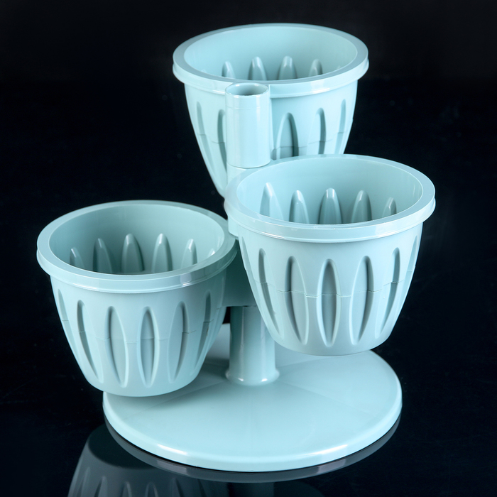 Цветочный горшок "Каскад", 3 кашпо 700 мл ( верх d=13,5 см, высота 10 см, низ d=8 см), цвет нефритовый