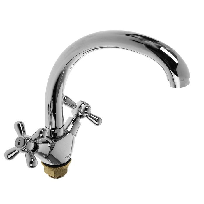 Cмеситель для кухни Accoona A4072, двухрычажный, с гайкой, латунь, хром