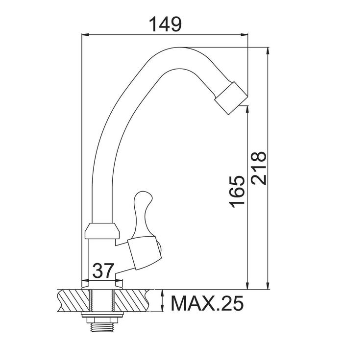 Моносмеситель Accoona A4786-1, с гайкой, силумин, хром