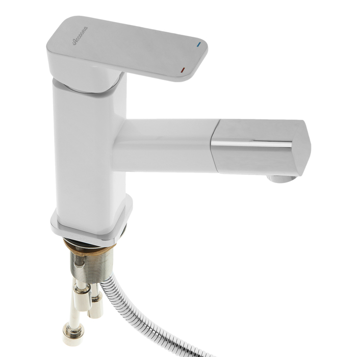 Cмеситель для кухни Accoona A9290G-4, однорычажный, с гайкой, латунь, белый/хром