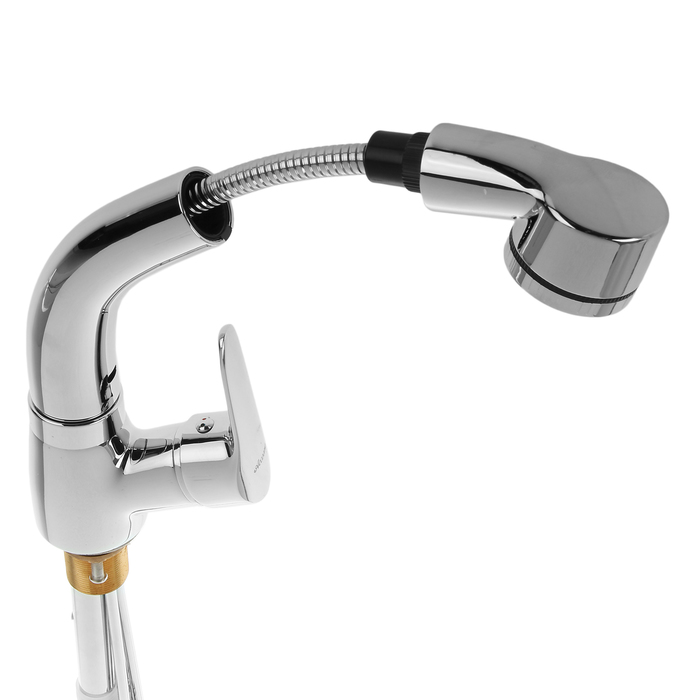 Cмеситель для кухни Accoona A9590, однорычажный, с выдвижной лейкой, латунь, хром