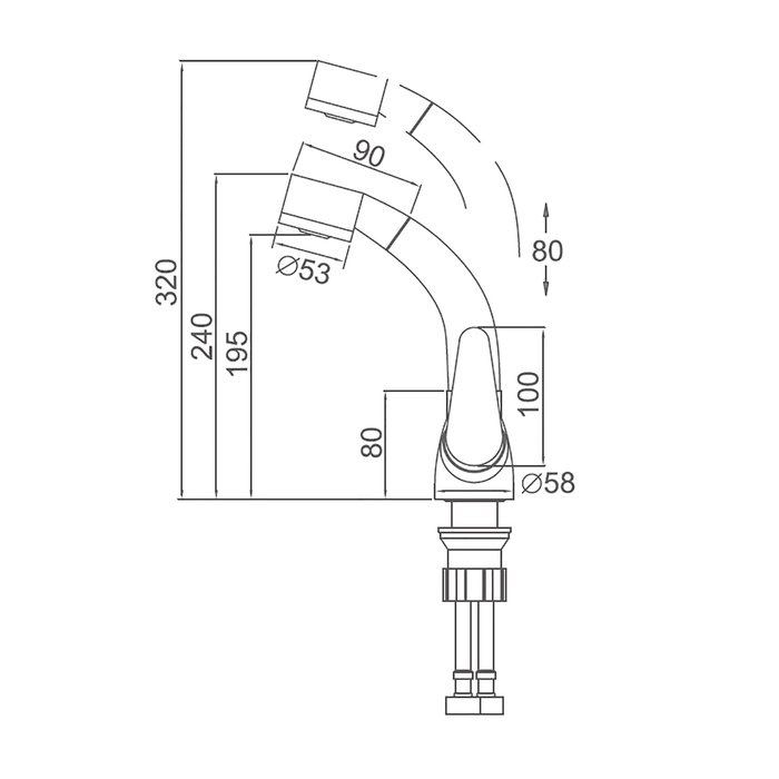 Cмеситель для кухни Accoona A9590, однорычажный, с выдвижной лейкой, латунь, хром