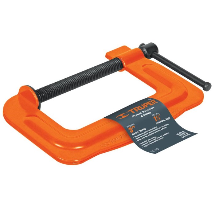 Струбцина С-образная штампованная TRUPER PTR-3, зажим 76 мм