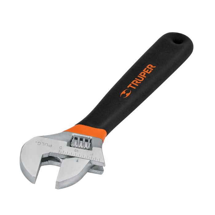 Разводной ключ хромированный TRUPER PET-12X, 300 мм, диаметр захвата 33 мм, кованая сталь