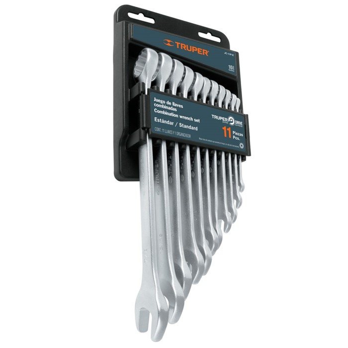 Набор гаечных ключей комбинированных TRUPER JC-11M-E, Cr-V, 8-19 мм, 11 шт