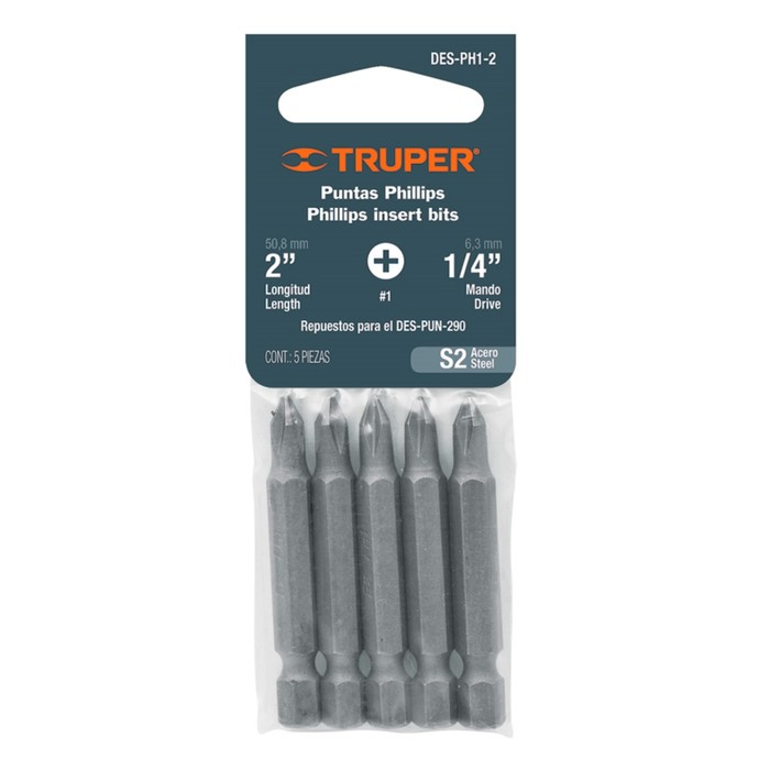 Набор бит TRUPER DES-PH1-2, сталь S2, PH-1, 51 мм, 5 шт