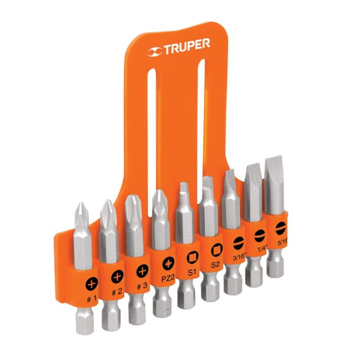 Набор бит TRUPER PUN-9, с возможностью крепления на ремне, Cr-V, 51 мм, 9шт