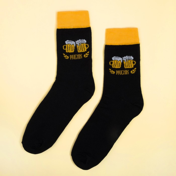 Носки "Пиво", чёрный, р-р 41-44 (27-29 см), 80% хл.,17% п/а, 3% эл.