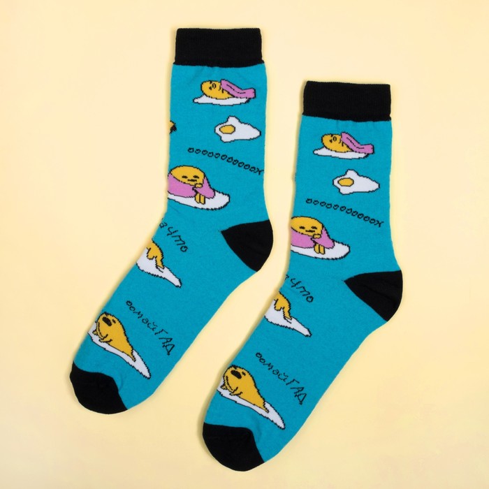 Носки "Яичница", голубой, р-р 41-44 (27-29 см), 80% хл.,17% п/а, 3% эл.