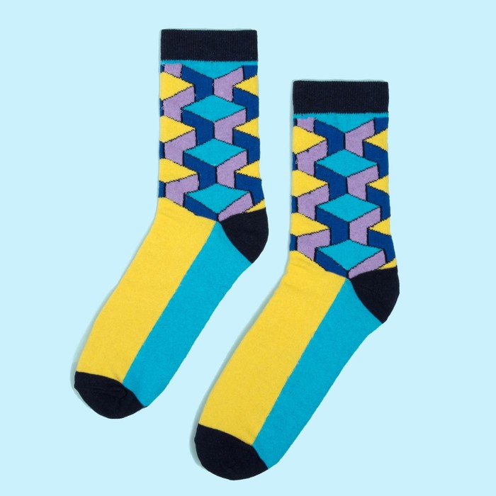 Носки "Геометрия", цветные, р-р 41-44 (27-29 см), 80% хл.,17% п/а, 3% эл.