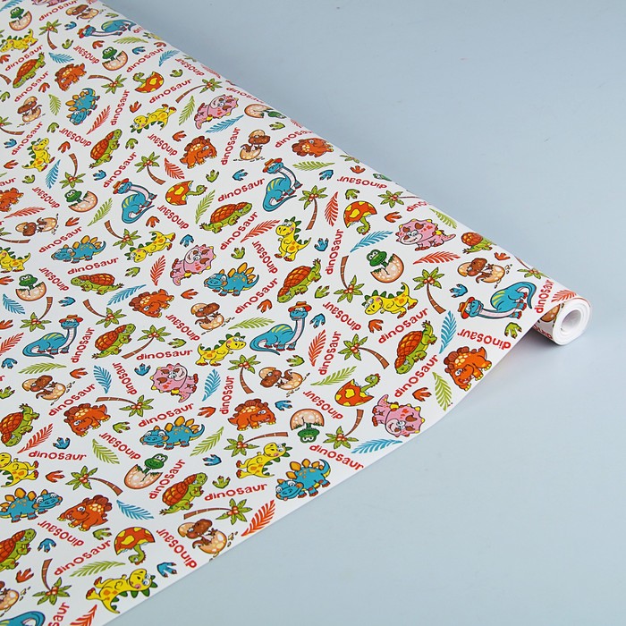 Бумага упаковочная "Динозаврики", 0.685 х 10 м, 80г/м2