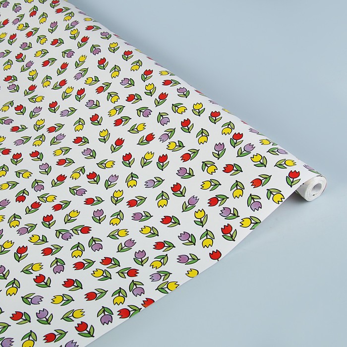 Бумага упаковочная "Тюльпаны", 0.685 х 10 м, 80г/м2