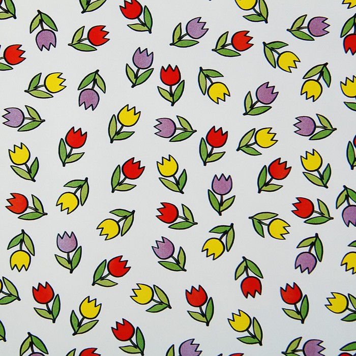 Бумага упаковочная "Тюльпаны", 0.685 х 10 м, 80г/м2