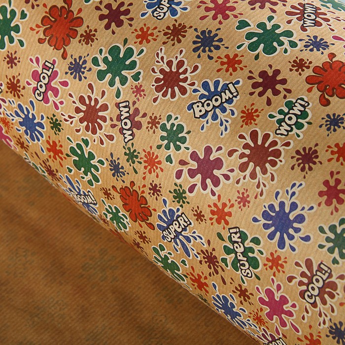 Бумага упаковочная крафт "Кляксы", 0.7 х 1 м