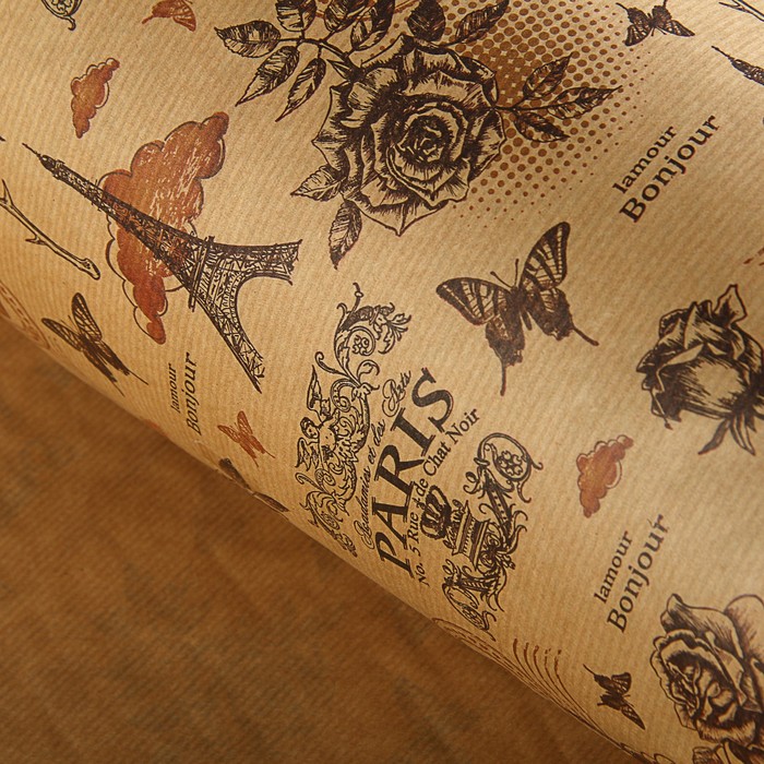 Бумага упаковочная крафт "Париж", 0.7 х 1 м
