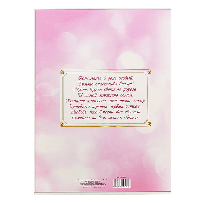 Свидетельство о заключении брака "Вместе навсегда"