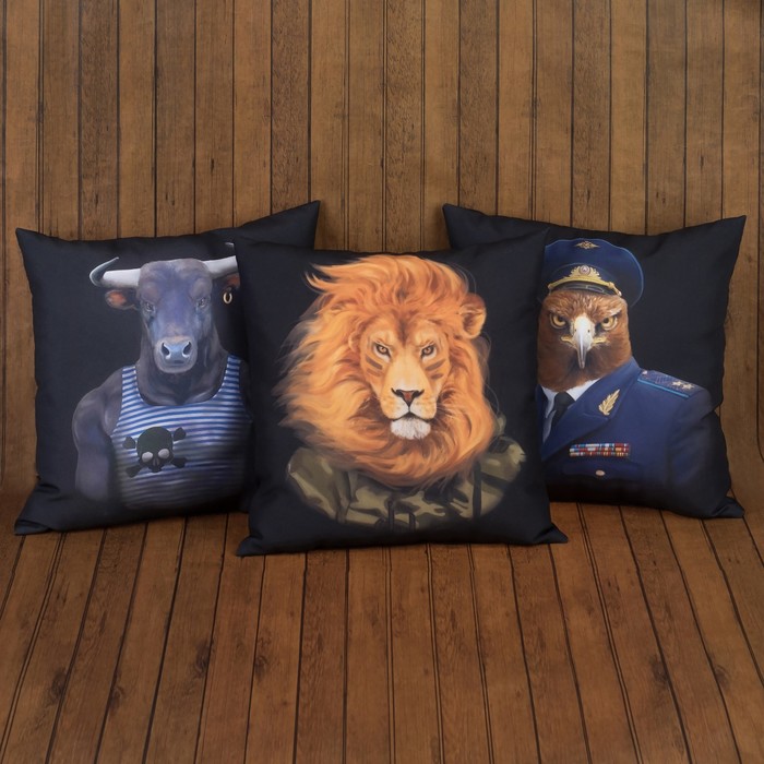 Подушка декоративная "Этель" Лев 35х35 см, п/э, напол-ль 250гр/м2