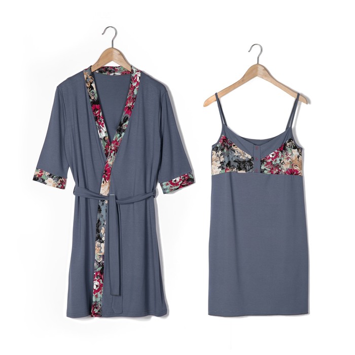 Комплект женский (халат, сорочка) М4 цвет МИКС, р-р 50 вискоза