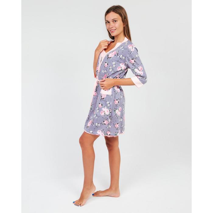 Комплект женский (халат, сорочка) М7 цвет розовый, р-р 46