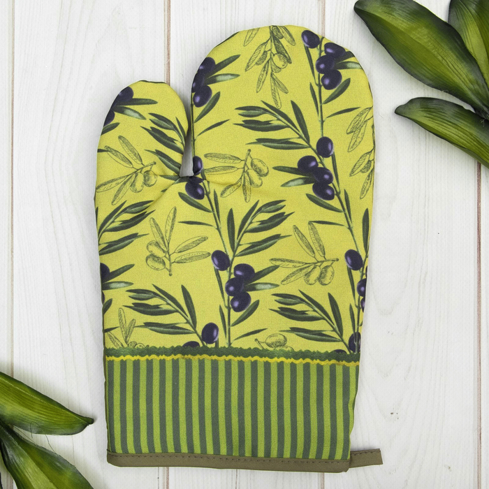 Варежка-прихватка "Доляна" Оливки, 18 х 26 см, 35% х/л, 65% п/э, ватин 250г/м2