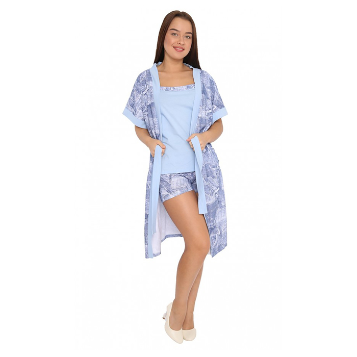 Комплект женский (халат, топ, шорты) М19 цвет МИКС, р-р 50