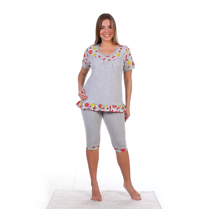 Пижама женская (футболка, бриджи) ПК59 цвет МИКС, р-р 48