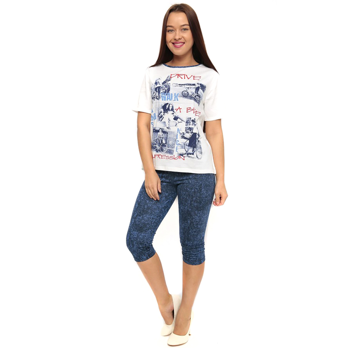 Комплект женский (футболка, бриджи) М81 цвет МИКС, р-р 46