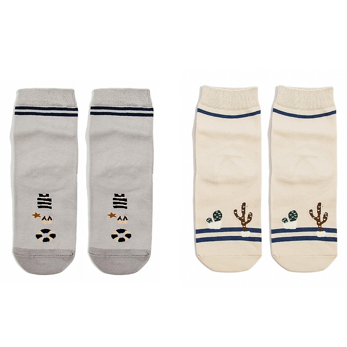 Набор женских носков (2 пары) "Море и пустыня", цвет бежевый/серый, размер 36-40